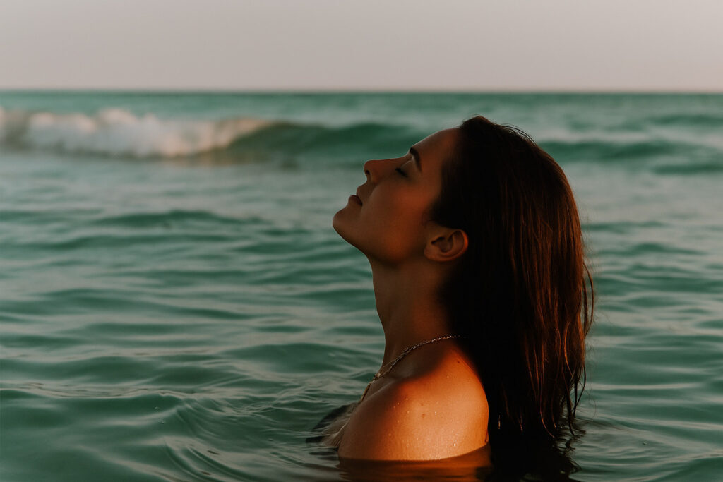 Woman in the blue sea