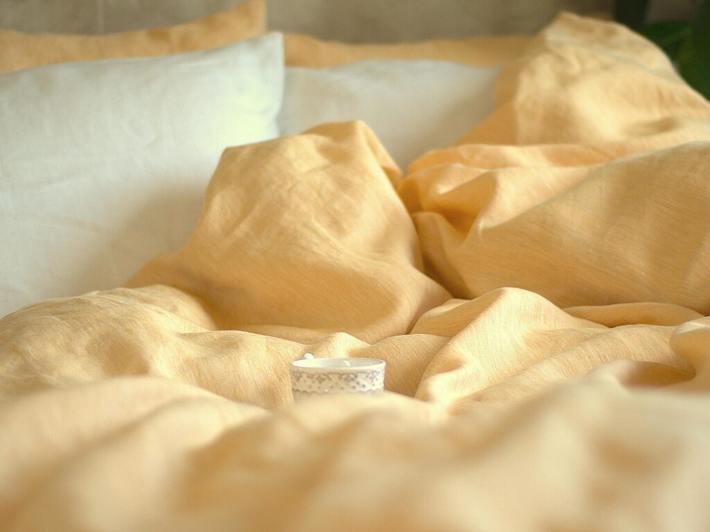 yellow linen bedding set