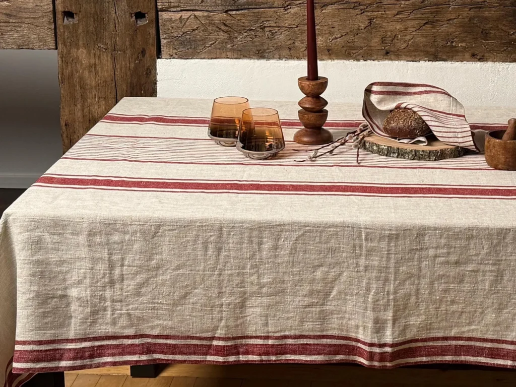 wrinkled linen tablecloth